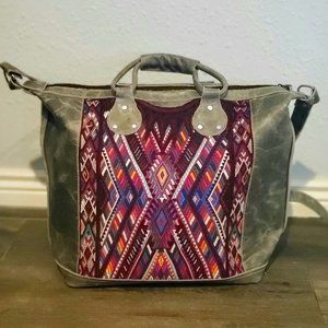 Handmade Guatemalan Leather/Woven Tribal Bag